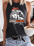 Graphic Print Tank Top, Sleeveless Casual Top For Summer & Spring, Women'S Clothing - Deep Grey