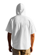 2pcs Men'S Summer Short Sleeve Shirt Set, Breathable And Skin-Friendly Linen Fabric, Trendy Hooded Style, Suitable for Beach Vacations, Beach Outings, And Casual Wear - Mixed Colors 15