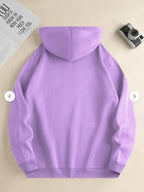 Cute Style Mickey Minnie Face Print Japanese Hooded Sweatshirt, Casual Comfortable Kangaroo Pocket Pullover Top - Purple