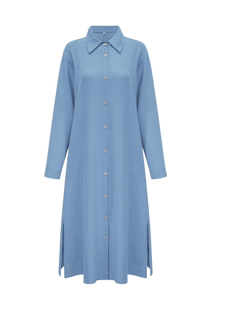 Fashion Women's Shirt Dress, Dress - Blue