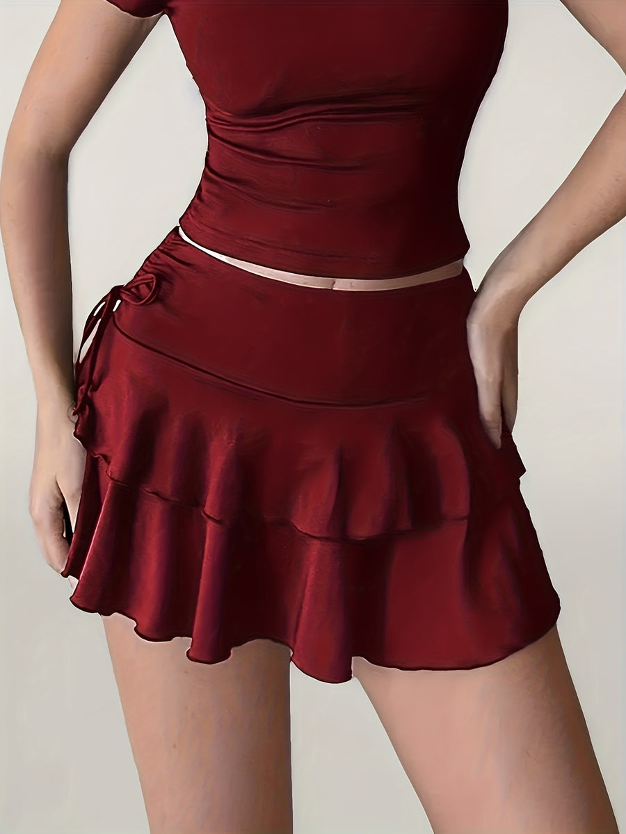 -Border European And American Women'S Wear Temperament Commuting High-Quality Casual Versatile Half Skirt Women'S Half Skirt Women'S Summer Premium Skirt - Burgundy