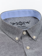 Men'S 60% Long Sleeve Solid Casual Sturdy Oxford Shirt - Grey
