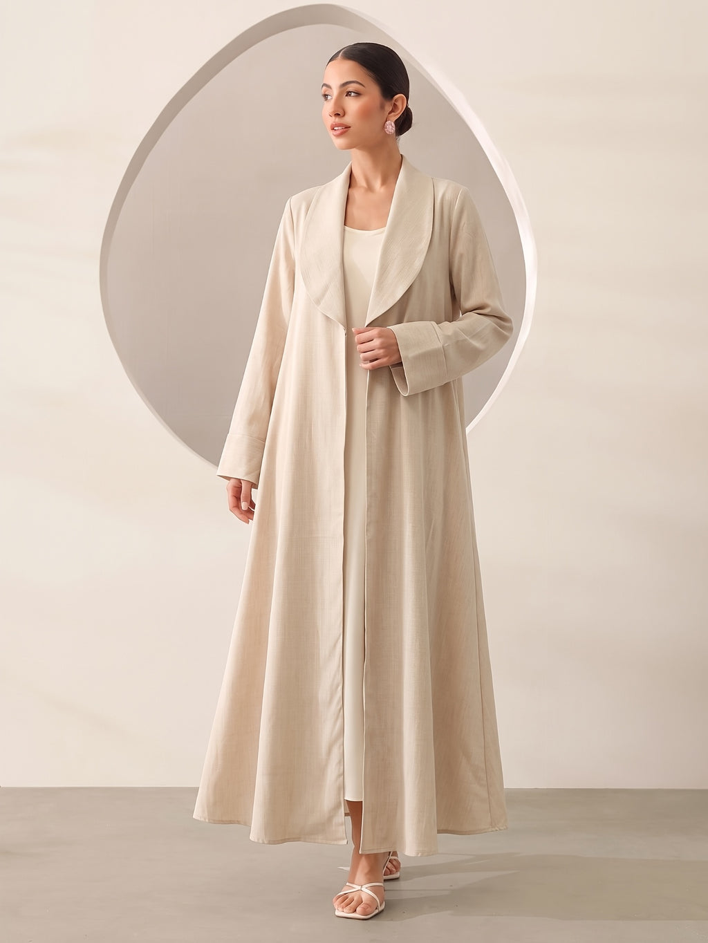 Women's Solid Color Casual Elegant Lapel Daily Loose Robe - Apricot
