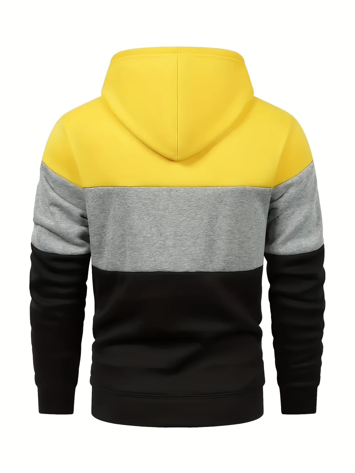 [Shule Shui OBM] "Men's Fashion Sweatshirt" New High-Quality Men's Sweatshirt, Soft and Skin-Friendly, Durable and Retains Shape, Three-Color Patchwork for Stylish Daily Sports and Leisure, Trendy and Versatile, Simple Printed Hooded Sweatshirt - Yellow Gray Black