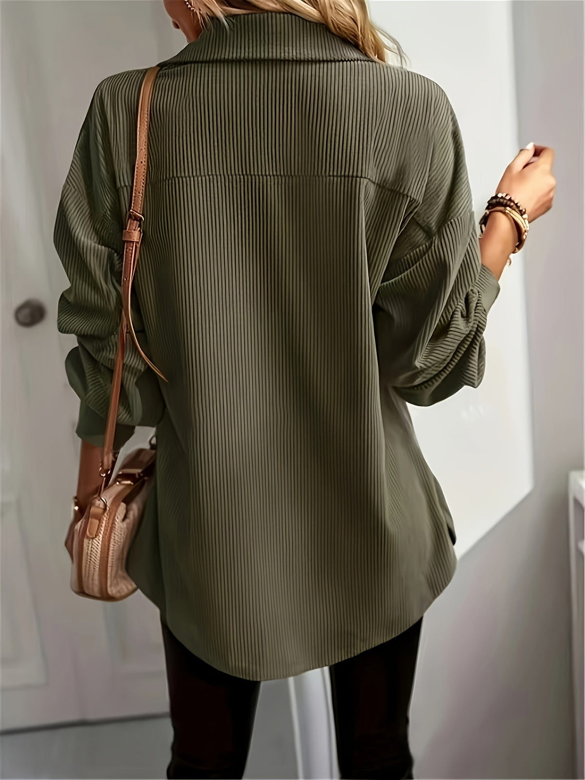 Women'S Button-Up Shirt - Olive Green