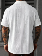 Men'S Solid Color Knitted Short Sleeve Shirt - White