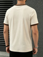 100%, Men'S Knitted Color-Block Round Neck Short-Sleeve T-Shirt, Summer Global All-Season Base Layer Factory Made Men'S Comfortable High-Fit Rate Casual Sports Contrast Patchwork Top - Xingpinka