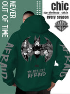 Men'S Hooded Sweatshirt Superhero Villain Group Black And White Comic Print, Batman Good And Evil Characters Gathered Design, Themed English Slogans And Rich Visuals, Dual Sleeves with Eye-Catching Graffiti Art Font - Green