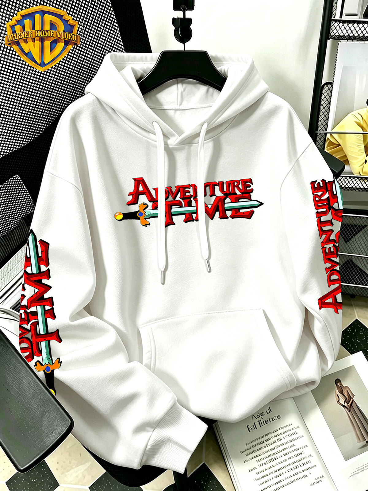 By Warner Bros., 2026 New Adventure Treasure Print, Men's Hoodie, Hooded Sweatshirt, Kangaroo Pocket and Drawstring Hat, Suitable for Daily and Outdoor Sports Wear, Autumn and Winter Warm Jacket, Fashionable Jacket - White