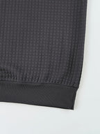 Men'S Waffle Knit T-Shirt, a Short Sleeve Crew Neck Casual Summer Top Featuring Premium Handcrafted Fashion Labeling. Made from Textured, Breathable Fabric with a Soft And Lightweight Feel, Offering a Comfortable Slim-Fit Design - Dark Gray
