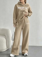Autumn and Winter Latest Style Women's Hoodie Set, Fashionable and Casual Y Long-sleeve Set - Khaki