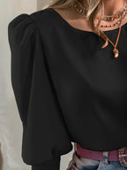 2503 Women's Casual Minimalist Solid Color Shirt Top - Black