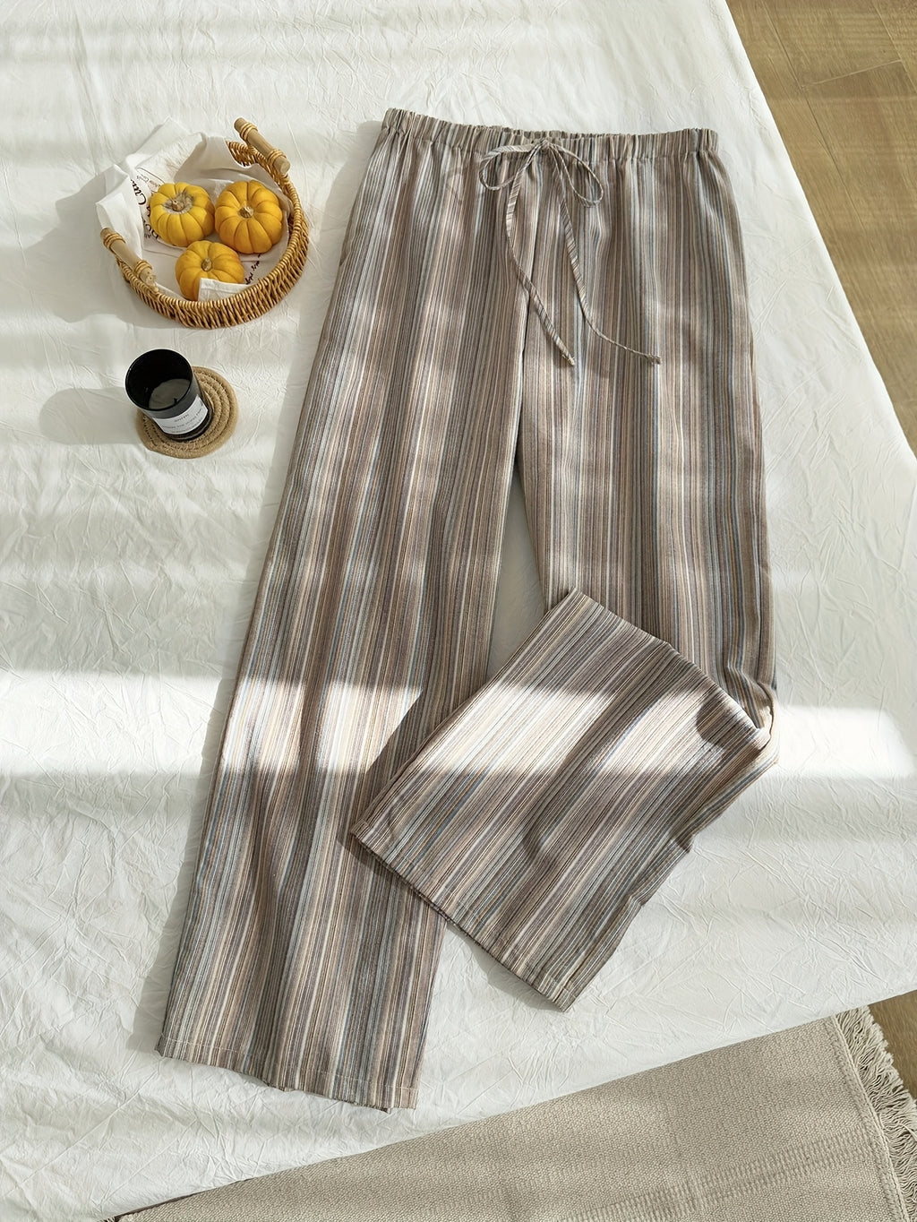 Women's Striped Tie-Waist Comfortable Casual Wide Leg Pants - Mixed colors
