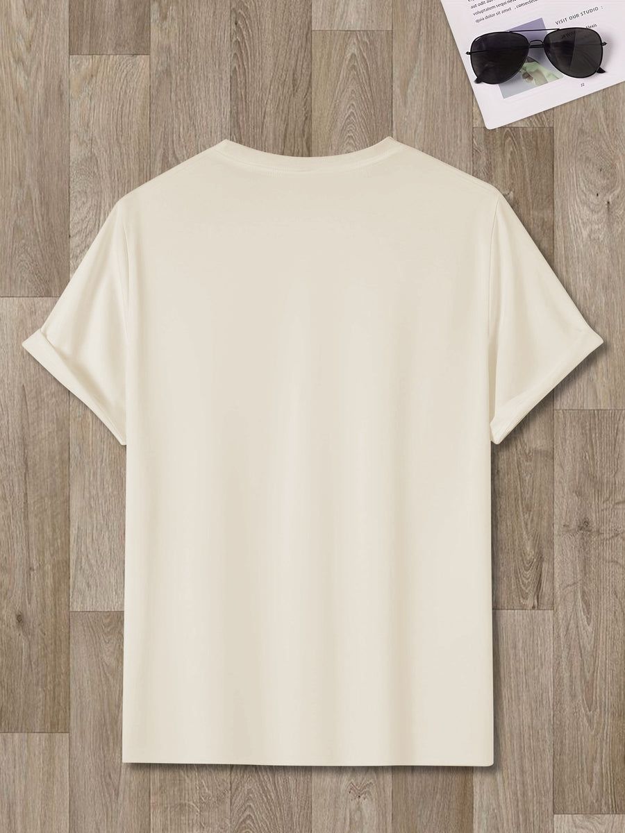 Sunny Energetic Orange Spiral Pattern Short Sleeve T-Shirt, Fresh And Fashionable, Suitable for Outdoor Activities And Daily Wear - Apricot
