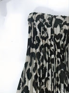 Women's Leopard Print Pleated A-Line Skirt with Elastic Waistband - Elastic Waistband Suitable for Spring, Summer, and Autumn, Machine Washable Non-sheer Skirt, Ideal for Both Casual and Formal Wear - Silvery Grey