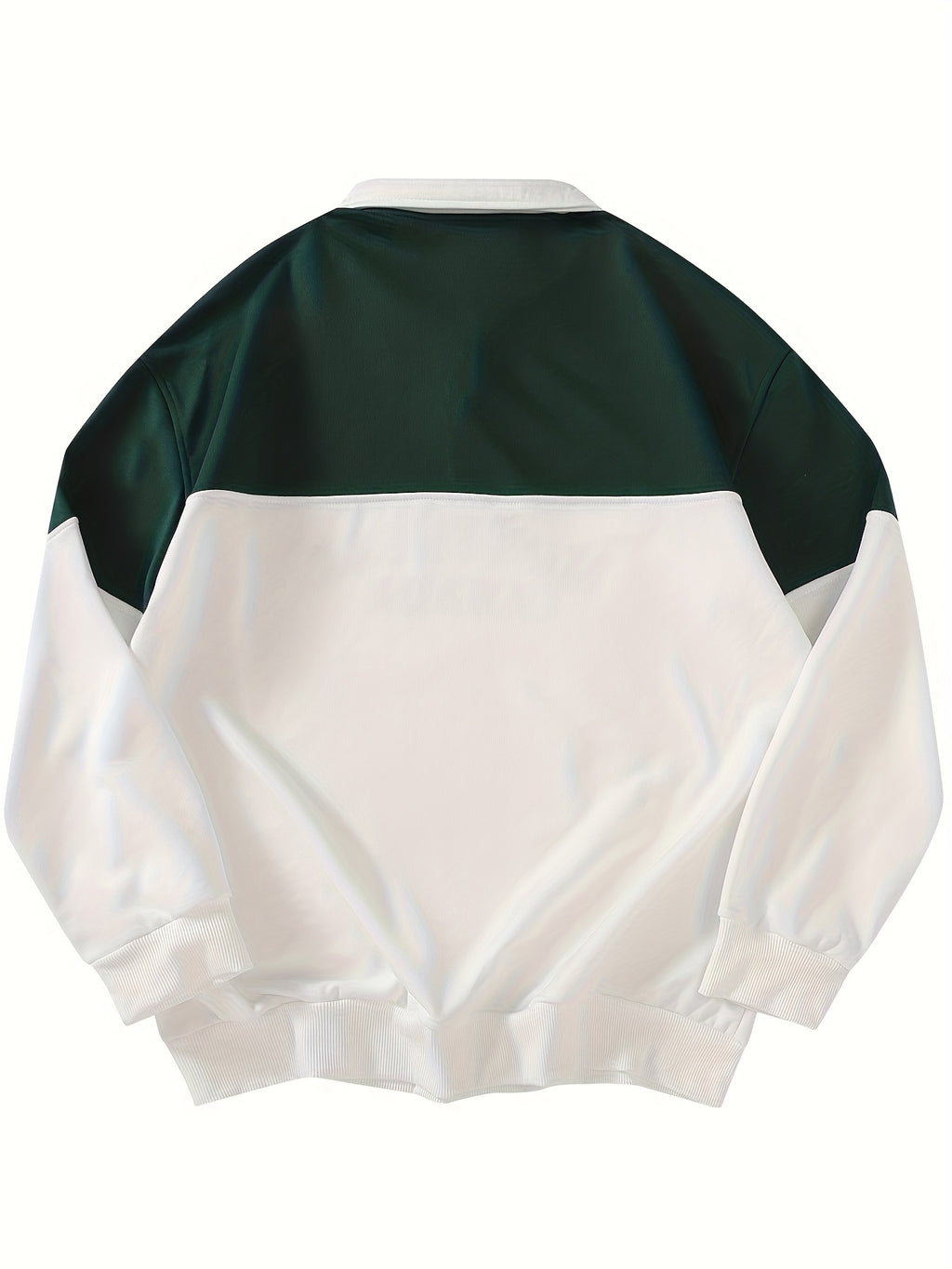 Men's Polo Shirt Long Sleeve Sweatshirt Half-Zip Half-Cardigan Spliced Sport Golf English Print Casual Fashion Trend Lapel Top Knitwear - Green