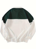 Men's Polo Shirt Long Sleeve Sweatshirt Half-Zip Half-Cardigan Spliced Sport Golf English Print Casual Fashion Trend Lapel Top Knitwear - Green