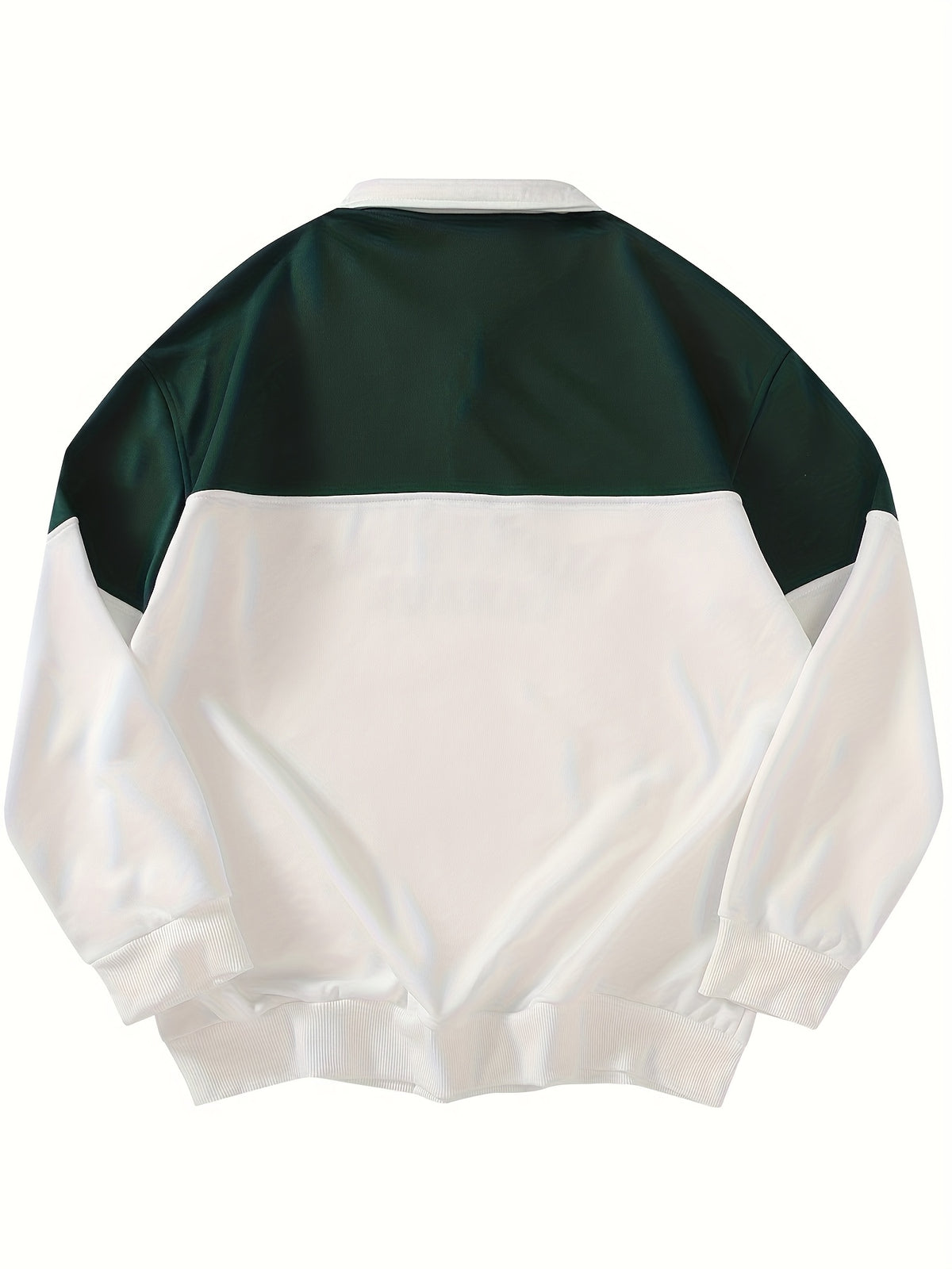 Men's Polo Shirt Long Sleeve Sweatshirt Half-Zip Half-Cardigan Spliced Sport Golf English Print Casual Fashion Trend Lapel Top Knitwear - Green