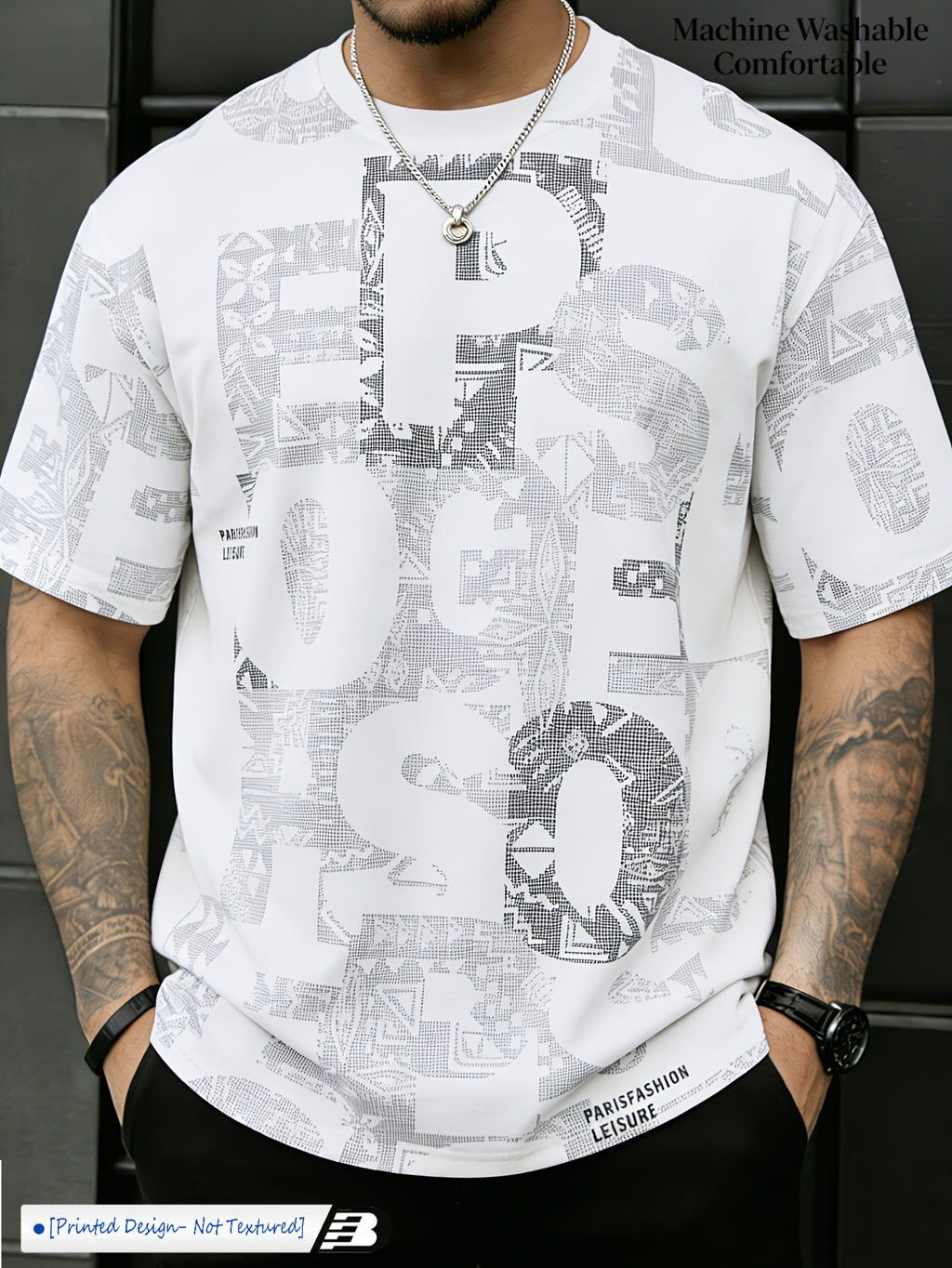 Men'S Breathable Short Sleeve T-Shirt - Summer Trendy Street Style Round Neck Tee, Casual Versatile Top for Teens And Adults, Comfortable Soft Fabric [Printed Design - Not Textured] - Mixed Color 1