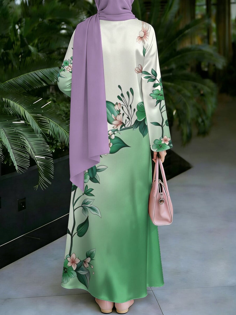 New Middle Eastern Style Muslim Elegant Robe, Featuring Middle Eastern Ethnic-style Prints and a Long Skirt Design, Suitable for Eid Al-Fitr and Eid Al-Adha. This Loose, Comfortable, and Breathable Long-sleeve Dress Is Perfect for Commuting - Mixed colors