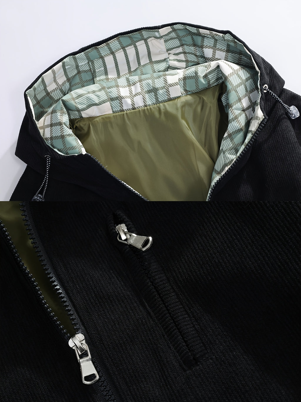 Corduroy Autumn Men'S Trendy Hooded Jacket Soft Fabric Casual Trench Coat Baseball Uniform Hooded Work Jacket 7758 - Black