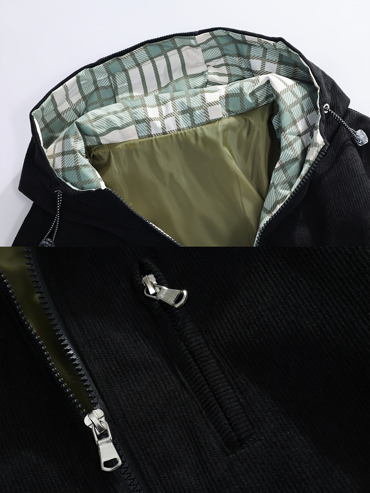Corduroy Autumn Men'S Trendy Hooded Jacket Soft Fabric Casual Trench Coat Baseball Uniform Hooded Work Jacket 7758 - Black