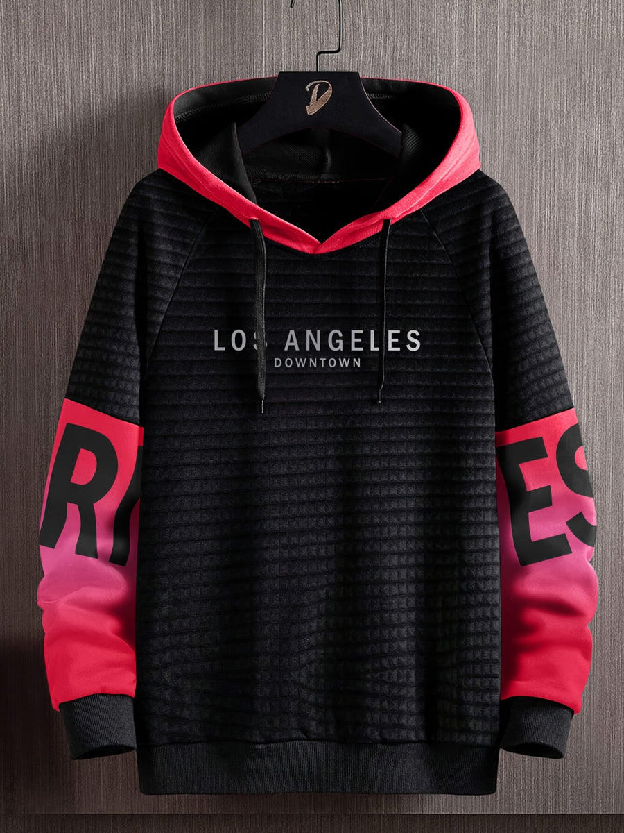 Men'S Fashion Hoodie Sweatshirt - Black Crash Red