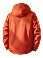 Norway Element Print Jacket Autumn Winter Men'S Outdoor Sports Mountaineering, Hiking Solid Color Jacket Hooded Easy Versatile Youth Fashion Thin Travel Casual Outerwear Men - Orange Red
