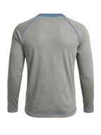 Cross-Border New Men'S Long Sleeve Round Neck T-Shirt, Outwardly Oriented Western Men'S Clothing Color-Blocked Top Base Layer - Light Grey