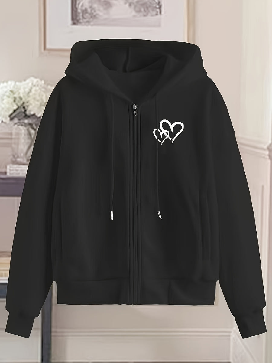Women'S Fashion Zip Hoodie - Black