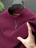 Men's Half-Turtleneck V-Neck Long-Sleeve Base Layer with Small Zipper, Understated and Mature, Seamlessly Transitions Between Business and Casual Settings - SINBOS - Rose Red