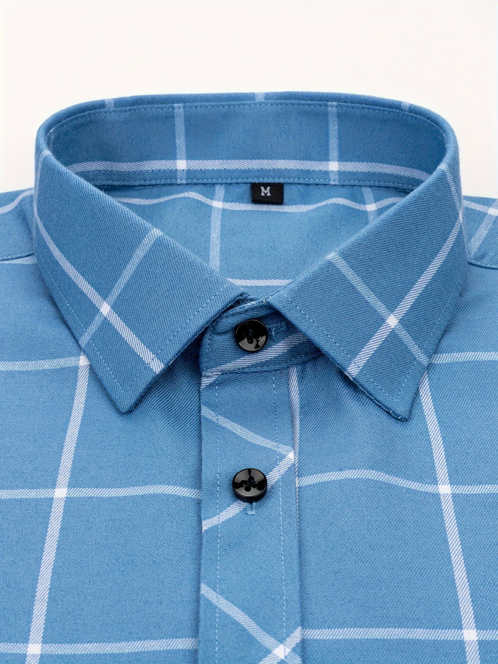 New Trendy Men'S Brushed Checkered Shirt Fall Winter Casual Jacket Outerwear - Sky Blue