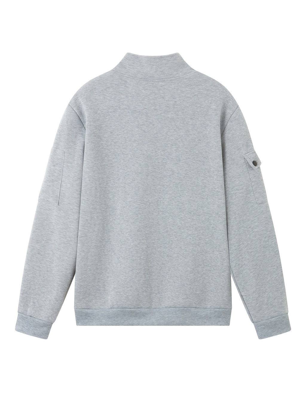 2026 Autumn/Winter New Men's Stand Collar Half-Zip Sweatshirt, Distressed Print, Workwear Style Multi-Pocket Design, Wear-Resistant and Wrinkle-Resistant Fabric, Sleek Cut Without Bulk, Combining Workwear Practicality with Casual Attire Adaptability - Light Gray 1