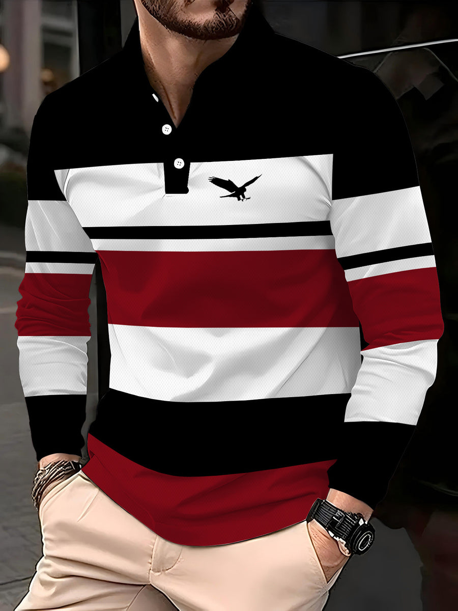 Men's Casual Long-Sleeve Polo Shirt, Versatile Spring/Autumn Lapel Slim-Fit Inner Top - Mixed Color 2