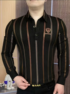 Men'S Light Luxury Long Sleeve Polo Shirt, Men'S Long Sleeve T-Shirt, Men'S Old Money Style - 10815 giant-15355 black
