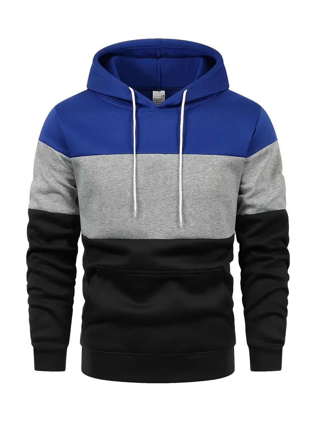 [Shule Shui OBM] "Men's Fashion Sweatshirt" New High-Quality Men's Sweatshirt, Soft and Skin-Friendly, Durable and Retains Shape, Three-Color Patchwork for Stylish Daily Sports and Leisure, Trendy and Versatile, Simple Printed Hooded Sweatshirt - Light blue gray black