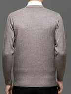 Minimalist Urban V-Neck Sweater for Portable Daily Commuting - Beige Camel