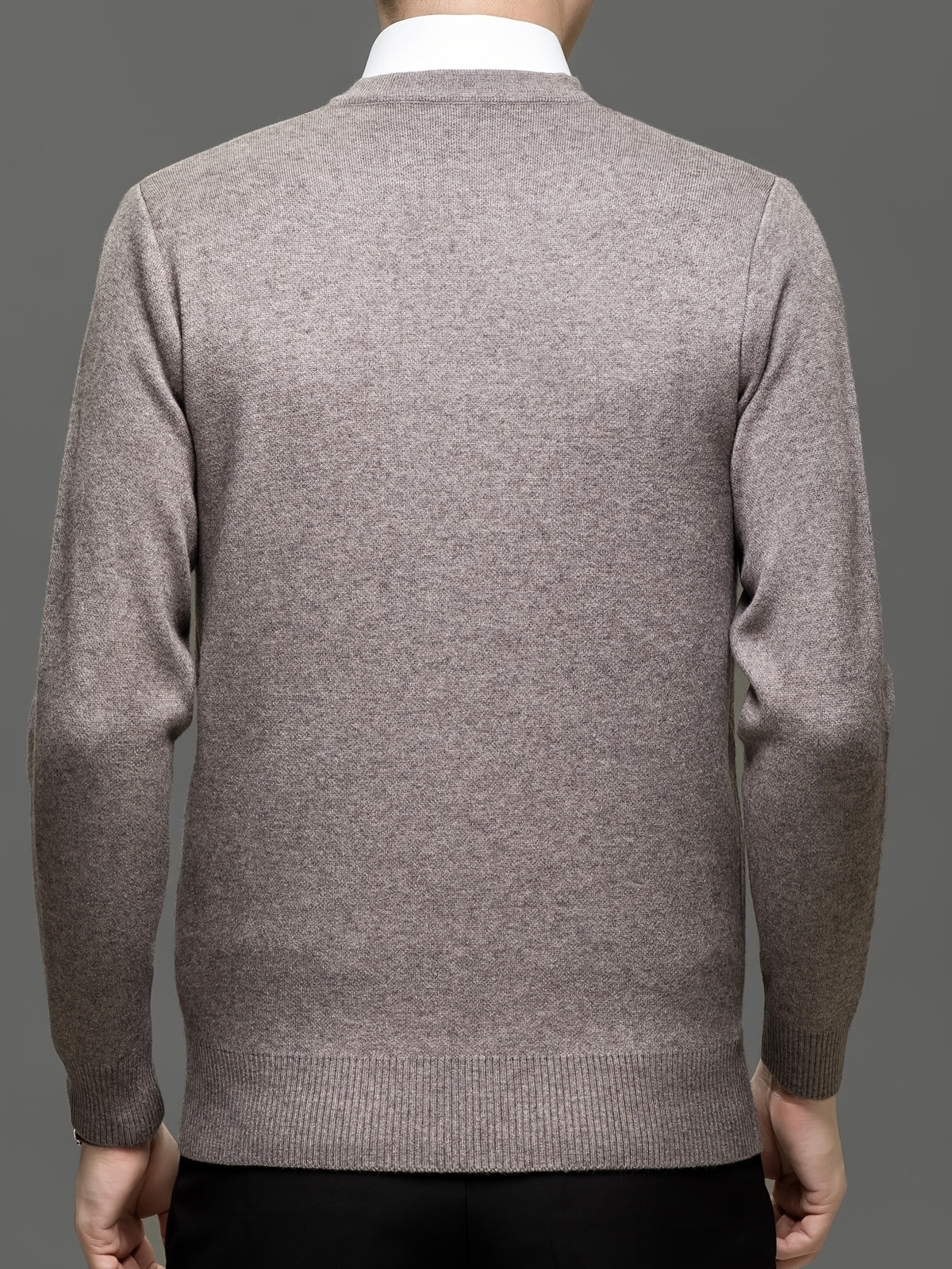 Minimalist Urban V-Neck Sweater for Portable Daily Commuting - Beige Camel