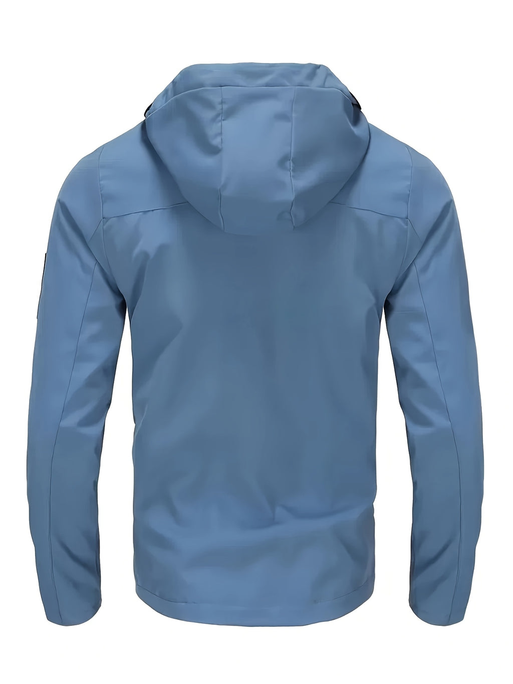 Men's Lightweight Softshell Jacket with Hood, 100% Polyester Solid Color, Regular Fit, Long Sleeves, Zippered Pockets, Outdoor Casual Style - Blue+Khaki