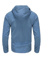 Men's Lightweight Softshell Jacket with Hood, 100% Polyester Solid Color, Regular Fit, Long Sleeves, Zippered Pockets, Outdoor Casual Style - Blue+Khaki
