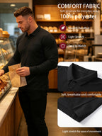 2pcs Men'S Long Sleeve Polo Shirt with Chest Pocket Design, Soft, Smooth, Wrinkle-Resistant And Casual Button Neck T-Shirt, Suitable for Spring And Autumn Wear, Lightweight Daily Commuting, Outdoor Sports, Business Basic Clothing - Black+Navy Blue