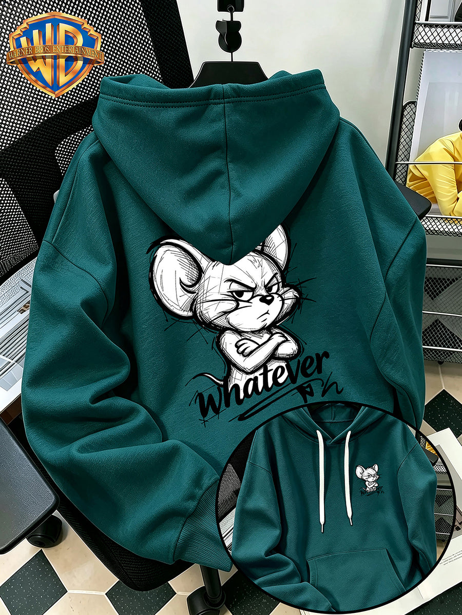 Halloween/Back to School/Date Night/Father'S Day Gift Choice - Sketch Style Cute Little Mouse Print Hoodie - Men'S Essential Hoodie with Pockets And Drawstring Design, Ideal for Warmth, Perfect for Casual Wear Or Outdoor Activities - Unisex - Green