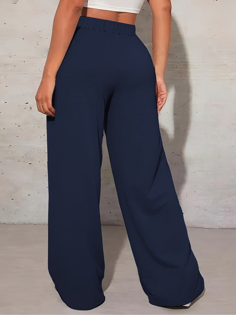 BROOKLYN NEW YORK Printed Belted Pants, Casual Long Jogging Pants with Pockets for Spring, Summer, Autumn, Women'S Wear - Navy Color