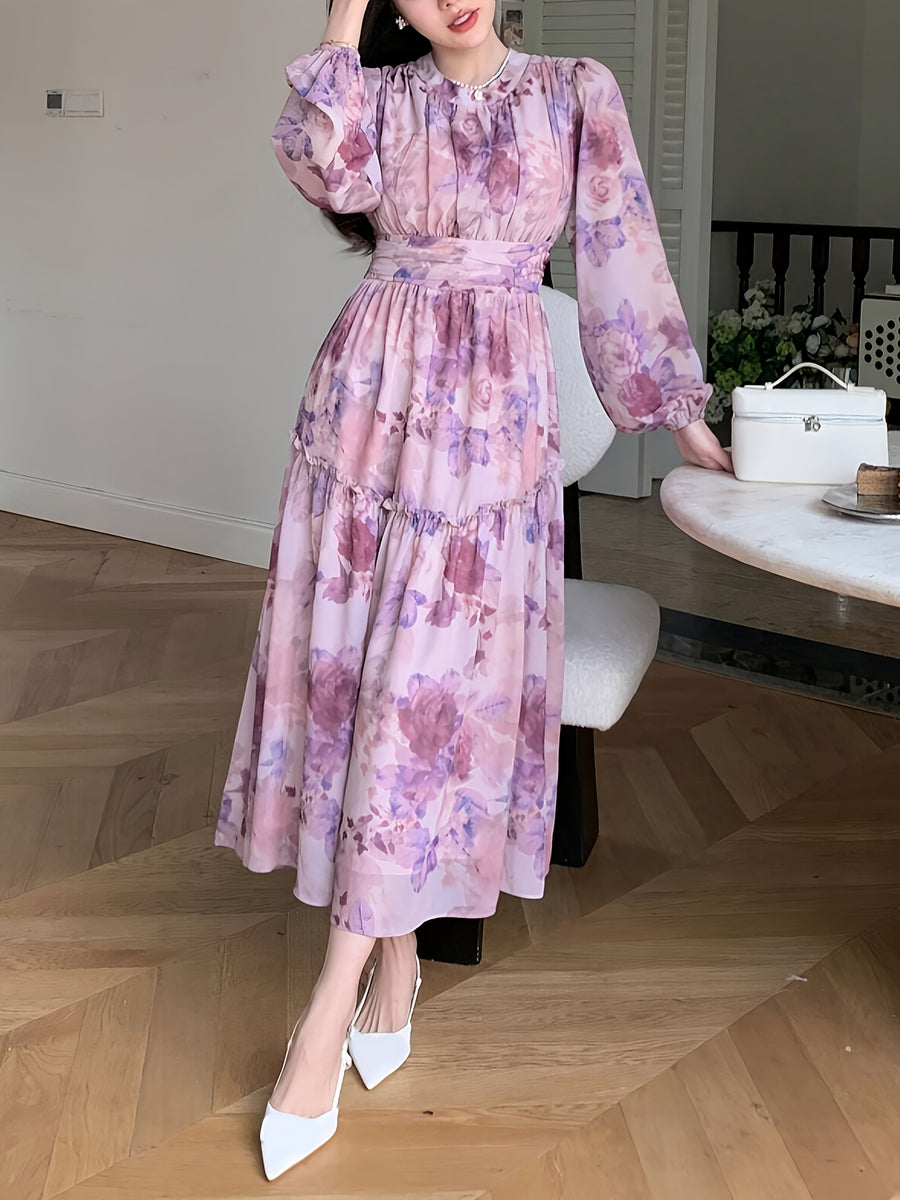 Women's Dress, Fashionable Elegant Solid Color Dress, Temperament Slim Fit Evening Gown - Dark Violet