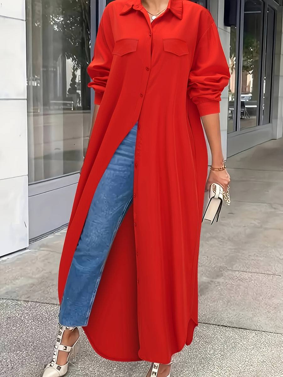 Stylish Women'S Clothing, Multi-Style Shirts, Long Tops - Red