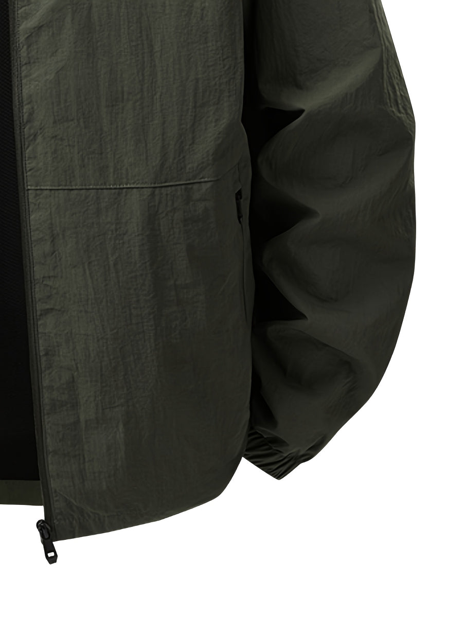 Men'S Stand-Collar Business Casual Jacket, New Spring And Autumn Outdoor Windbreaker, Windproof And Loose Jacket, Men'S Fashion - fern green