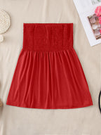 Women's Sexy Fashion Satin Off-Shoulder Crop Tube Top - Red