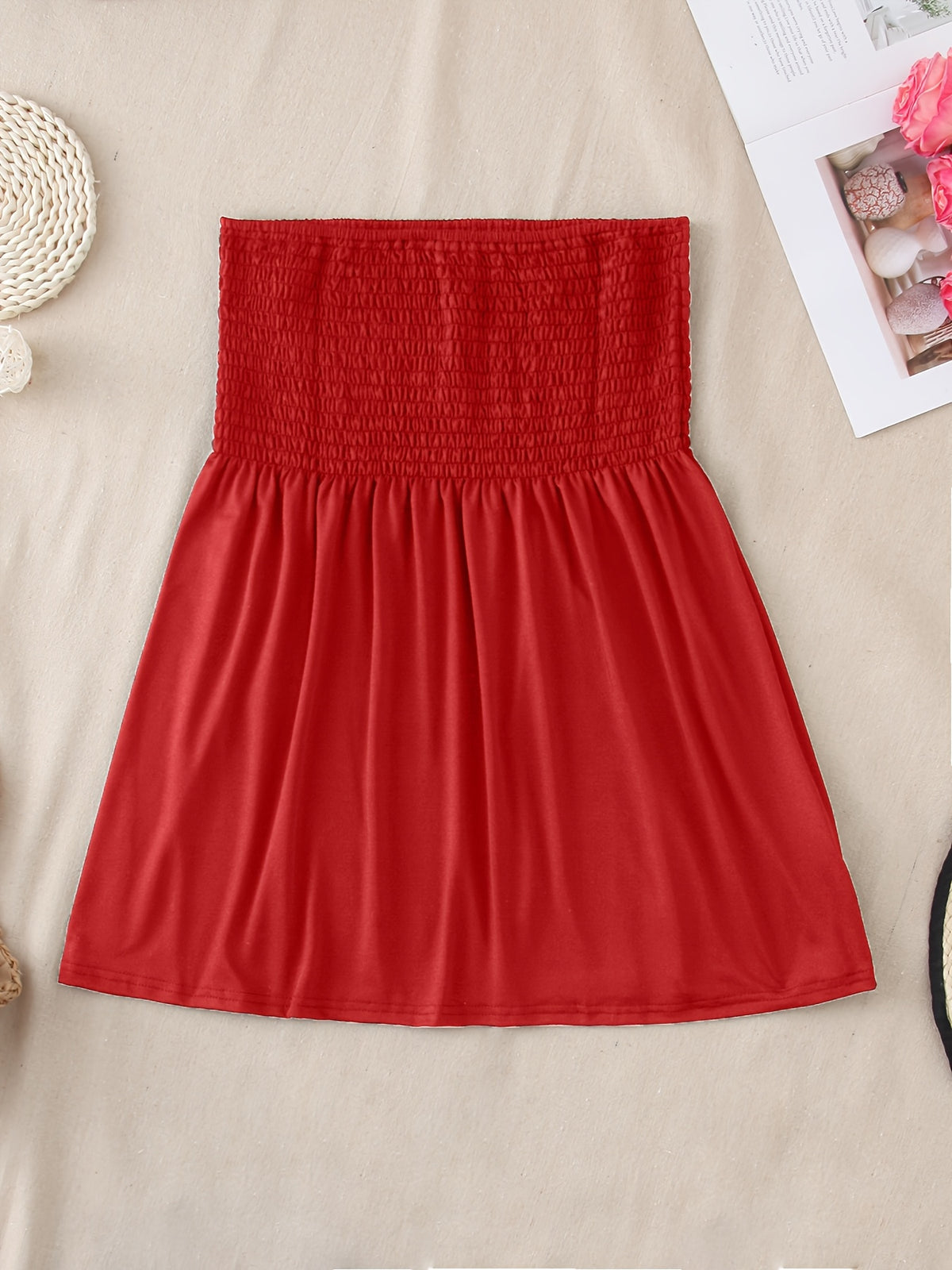 Women's Sexy Fashion Satin Off-Shoulder Crop Tube Top - Red