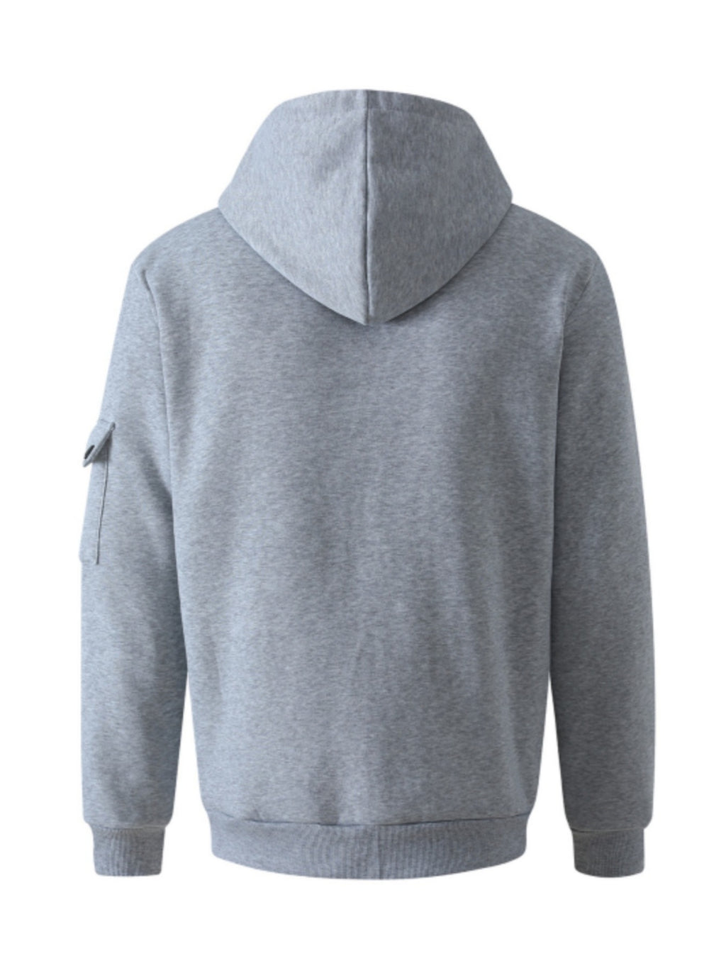 Men'S Basic NY Uppercase Letter Print Cargo Hooded Zipper Cardigan Casual Jacket - Light Grey