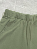 2026 Spring/Summer New Arrival Women's Fashionable and Simple "DON'T WORRY BE HAPPY & Smile" Letter and Smiling Face Print Leg-Length Enhancing Casual Loungewear Light Y  Streetwear Commuting Elastic Waist Side Pocket Shorts 4pcs Set - Dark Gray + Army Green + Emerald Green + Light Green
